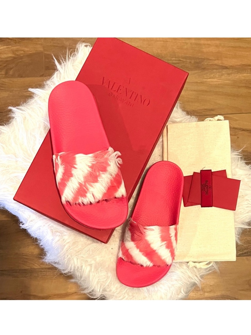 VALENTINO Runway Feather Slide Sandal NIB